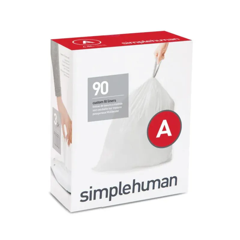 Simplehuman avfallspose kode A, 4,5L hvit plast 3x30pk (90 poser)