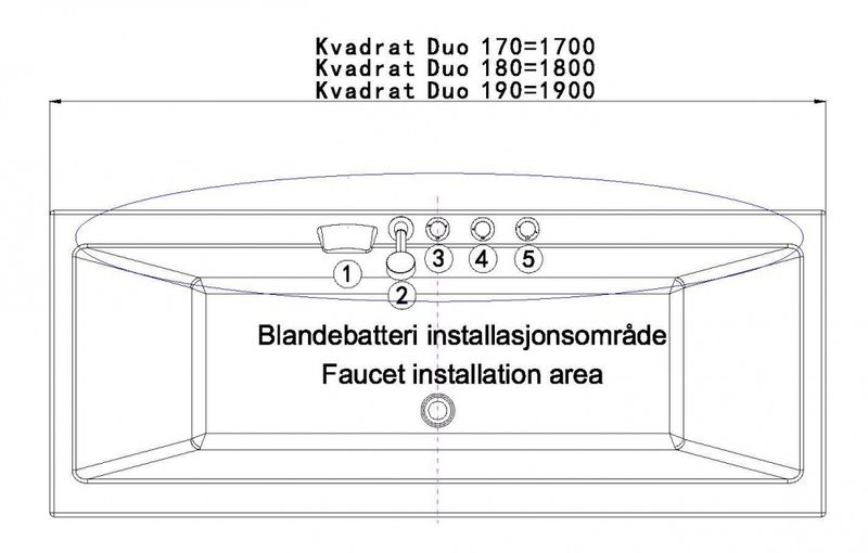 Vikingbad Badekar Kvadrat DUO 180m/panel sort matt