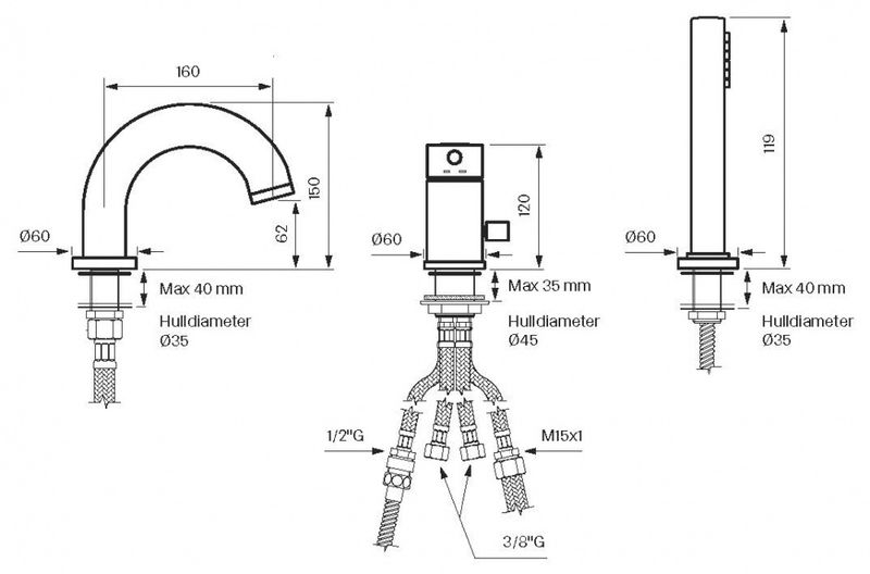 Tapwell BI047 Dusj- og badekarbatteri Oksiderende Kobber