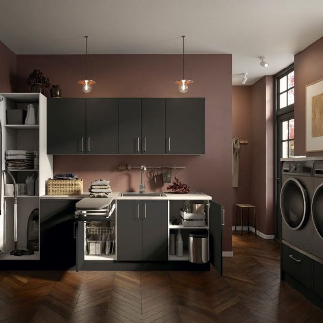 Hovedbilde Fossbad Vaskerom Miljø 250 cm m/benkeplate - sort