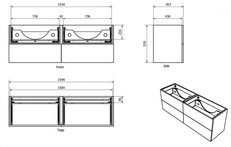 Vikingbad MIE 160DBL Servantskap trend, oliven