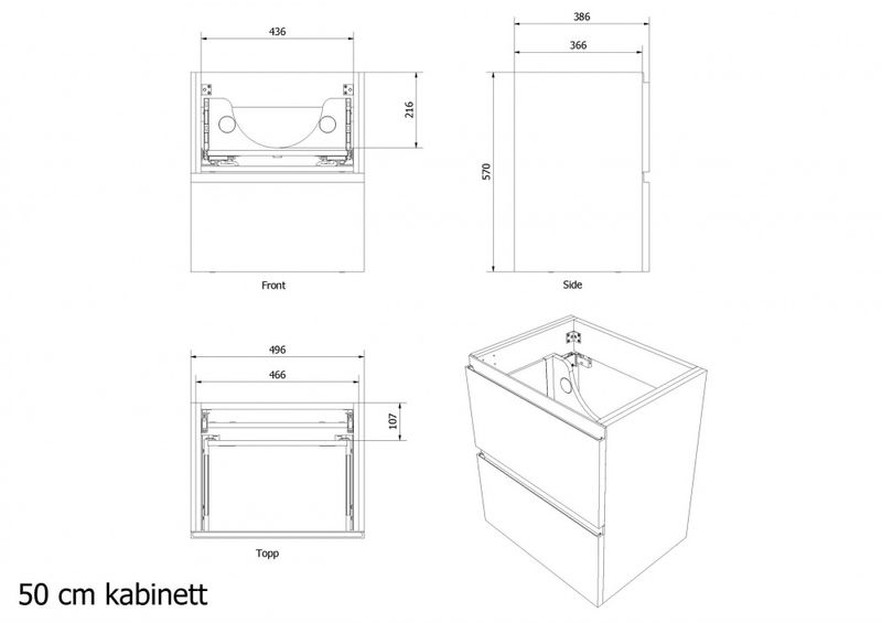 Vikingbad MIE 50SLIM Servantskap, slett, hvit matt