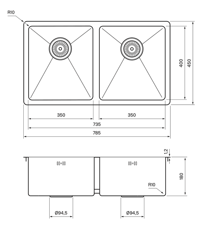 Tapwell Kjøkkenkum TA4040 PVD Black Chrome